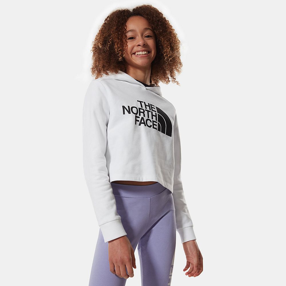 The North Face Hoodie Girls Australia - The North Face Drew Peak Cropped White (ICU-694302)